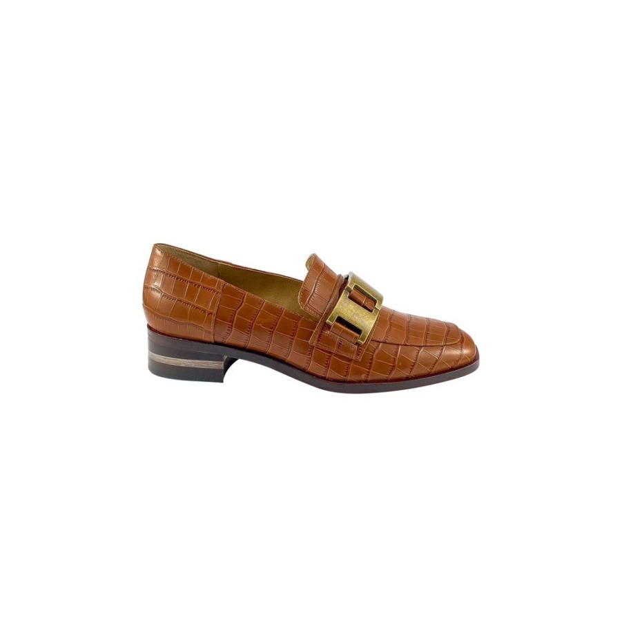 Shoes Django and Juliette | Django & Juliette Fenna Cognac Croc Loafer