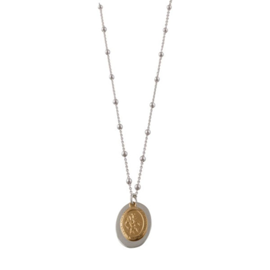 Jewellery Von Treskow | Von Treskow Rosario Necklace With St Christopher Silver / Yellow