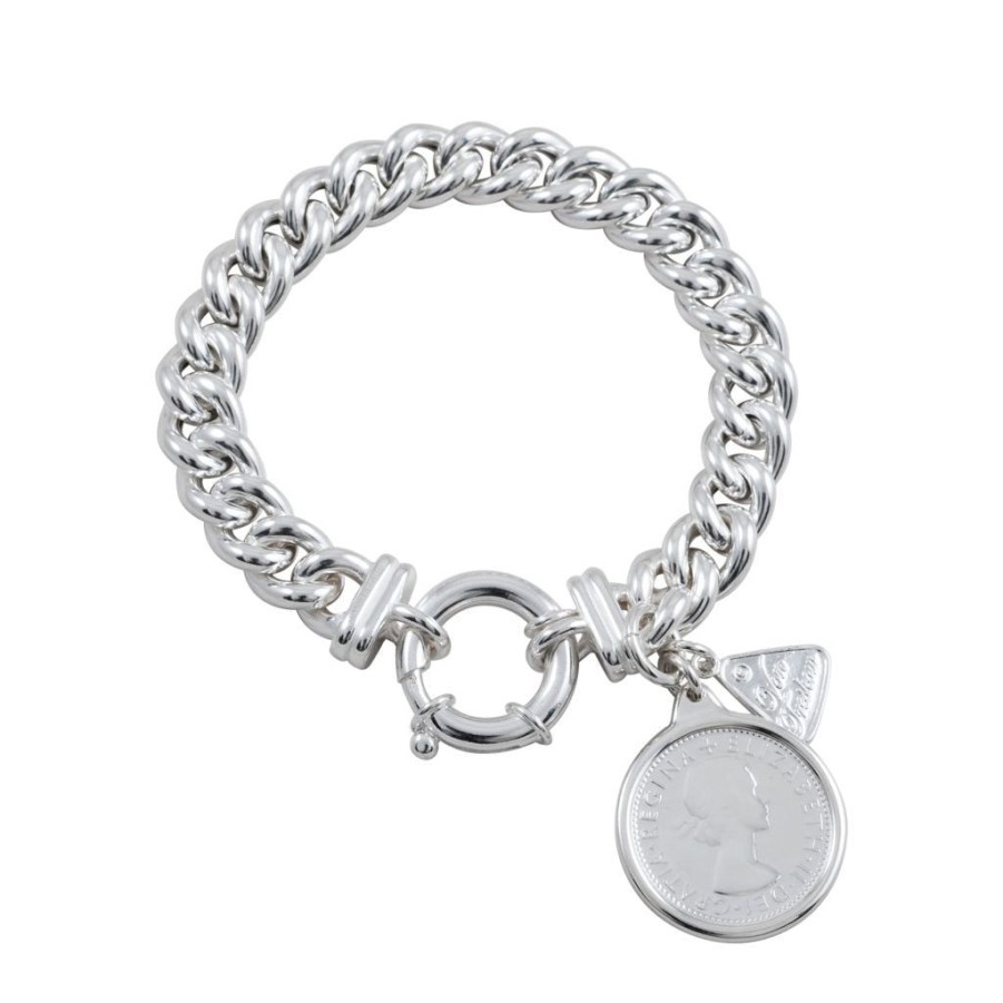 Jewellery Von Treskow | Von Treskow Small Shilling Mama Bolt Bracelet Silver