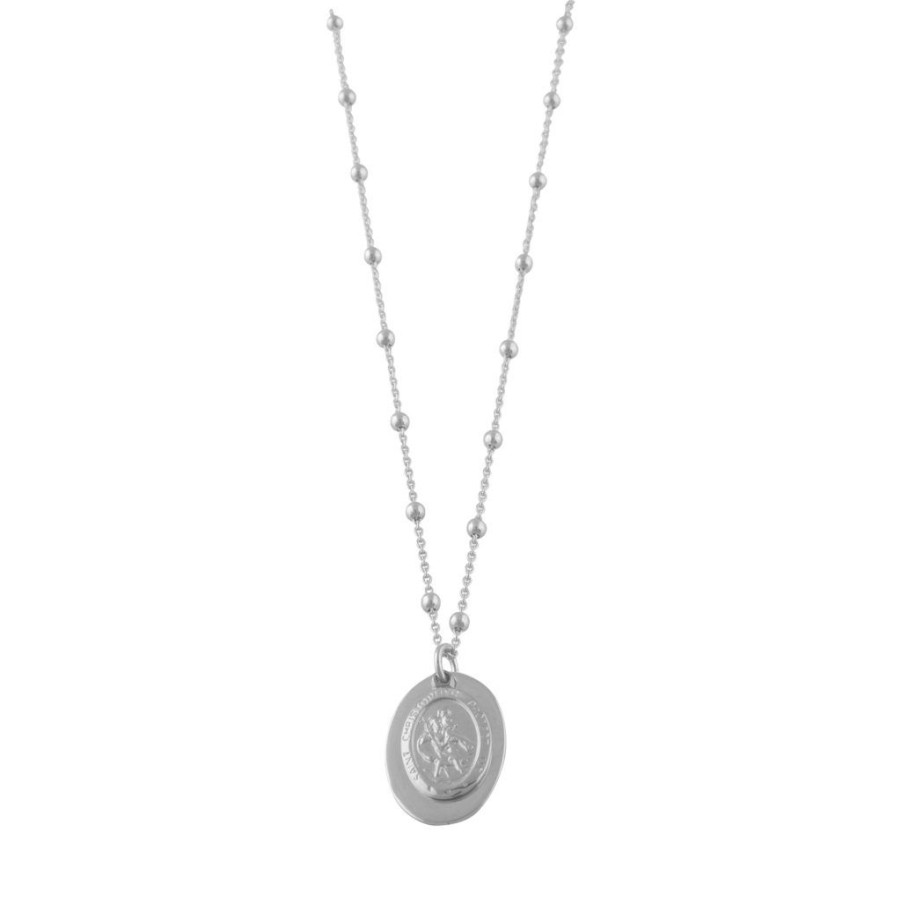 Jewellery Von Treskow | Von Treskow Rosario Necklace With St Christopher Silver