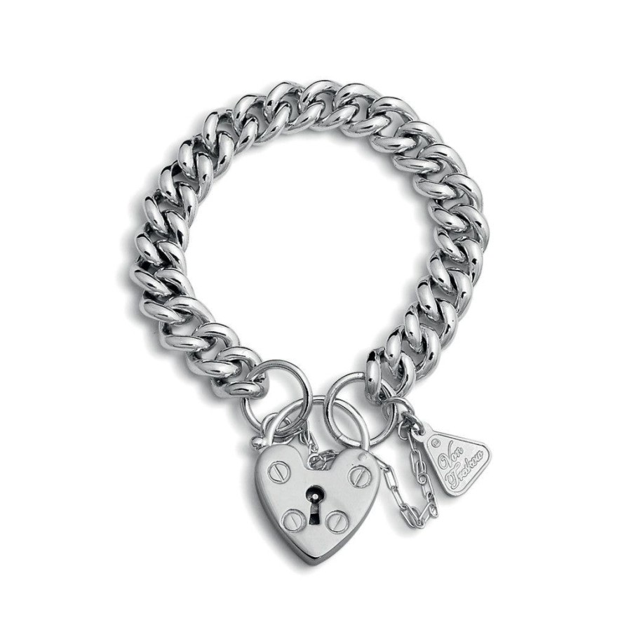 Jewellery Von Treskow | Von Treskow Small Mama Heart Padlock Bracelet Silver