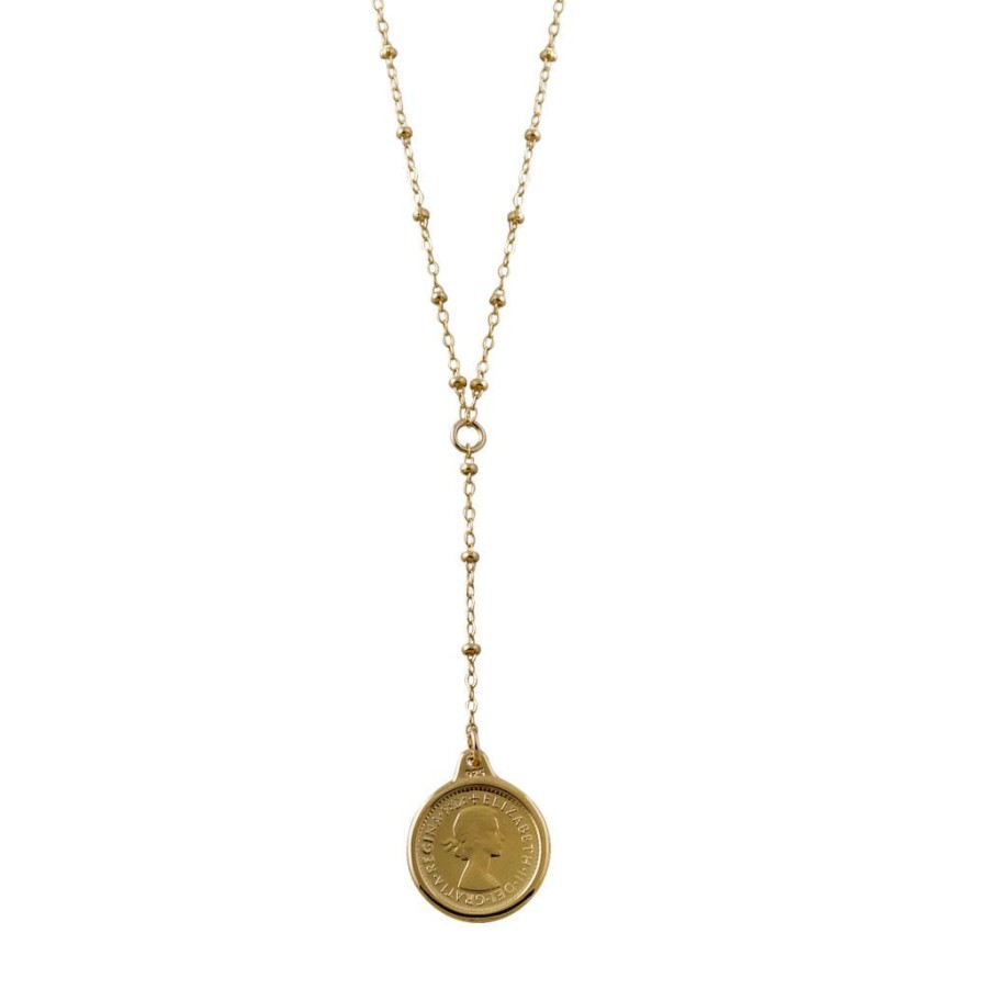 Jewellery Von Treskow | Von Treskow Rosario Lariat Necklace With Threepence Yellow Gold