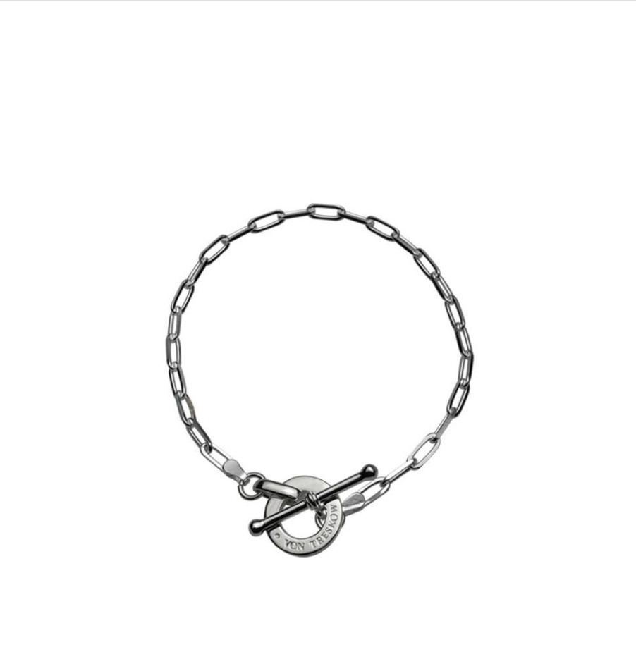 Jewellery Von Treskow | Von Treskow Fine Clip Chain Bracelet With Vt Disc Silver