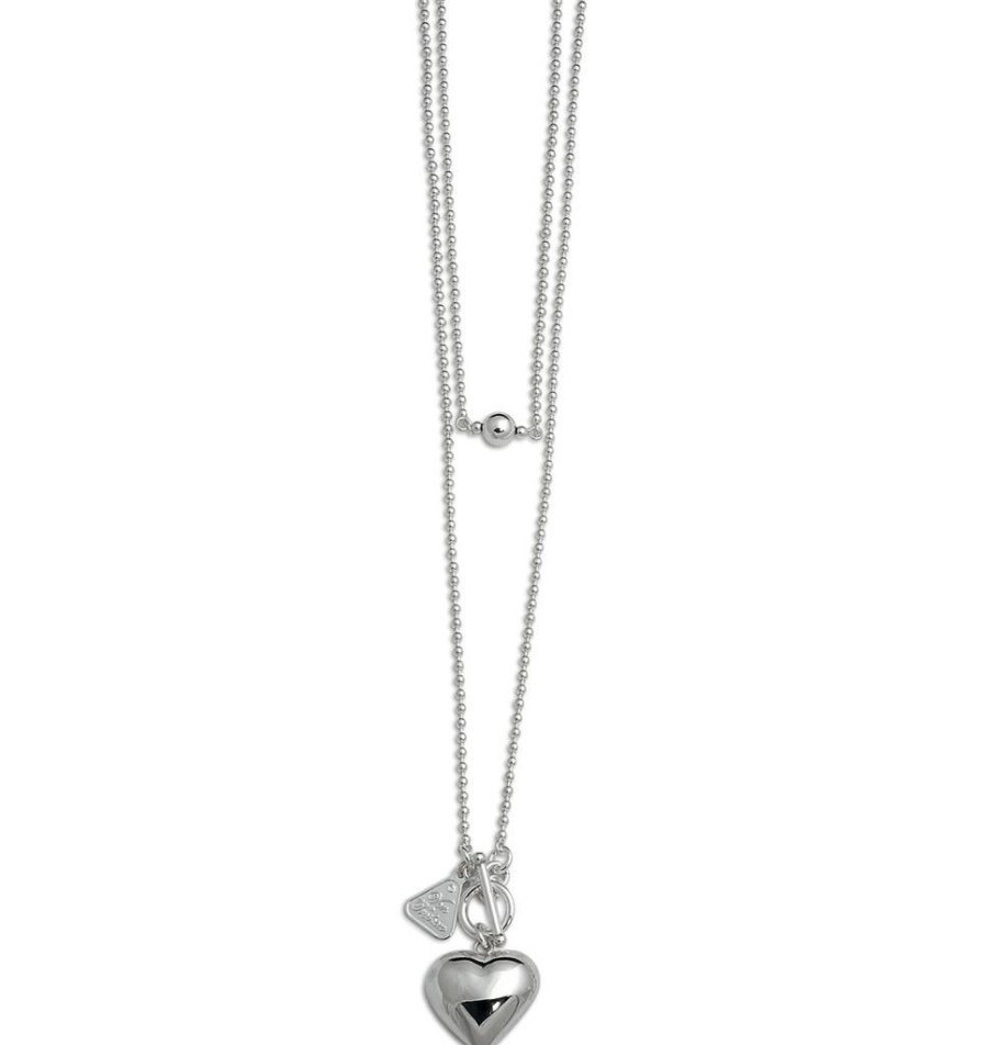 Jewellery Von Treskow | Von Treskow Ball Chain Puffy Heart Necklace Silver