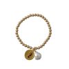 Jewellery Von Treskow | Von Treskow Stretchy Bracelet With Threepence & Baroque Pear Yellow Gold