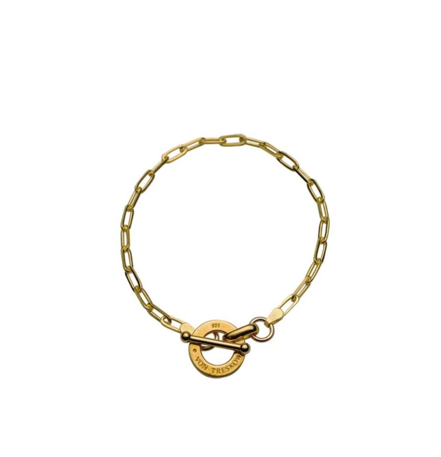 Jewellery Von Treskow | Von Treskow Fine Clip Chain Bracelet With Vt Disc Yellow Gold