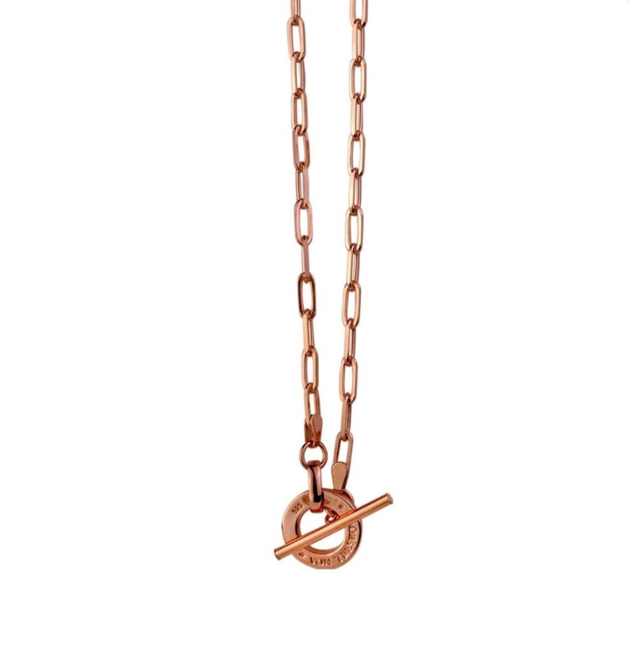 Jewellery Von Treskow | Von Treskow Clip Chain Necklace With Vt Disc Toggle Rose Gold