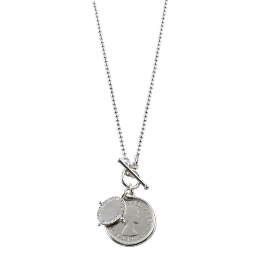 Jewellery Von Treskow | Von Treskow Ball Chain Necklace With Florin And Oval Vt Plate Silver