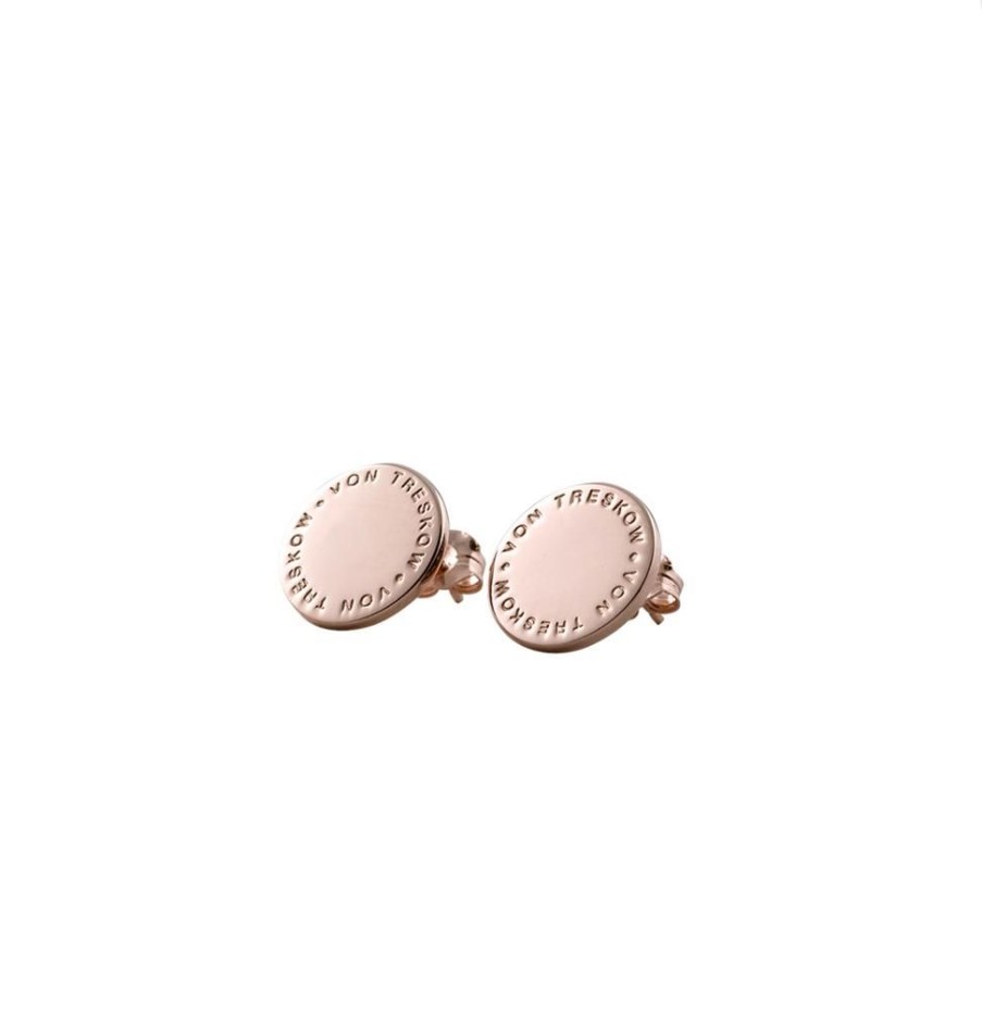 Jewellery Von Treskow | Von Treskow Embossed Plate Studs Rose Gold