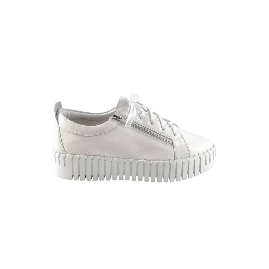 Shoes Django and Juliette | Django & Juliette Bump White Flatform Sneaker